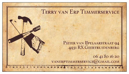 Visitekaartje Terry van Erp Timmerservice